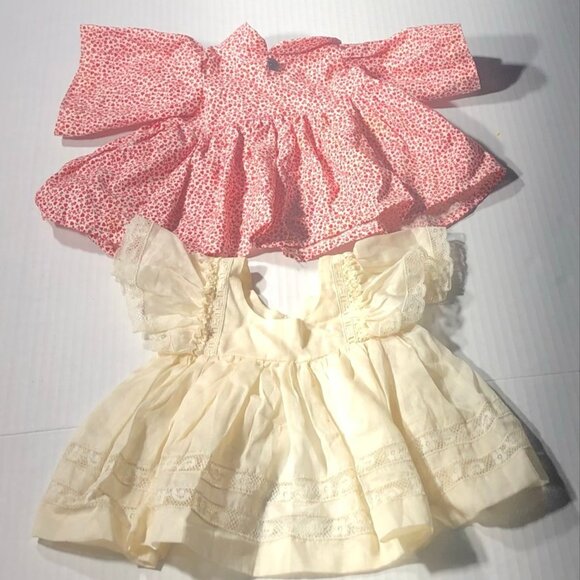 Vintage Baby Doll Dresses Bundle Lace Puff-Sleeve Floral Prairie-Style Cream/Red - Picture 5 of 10